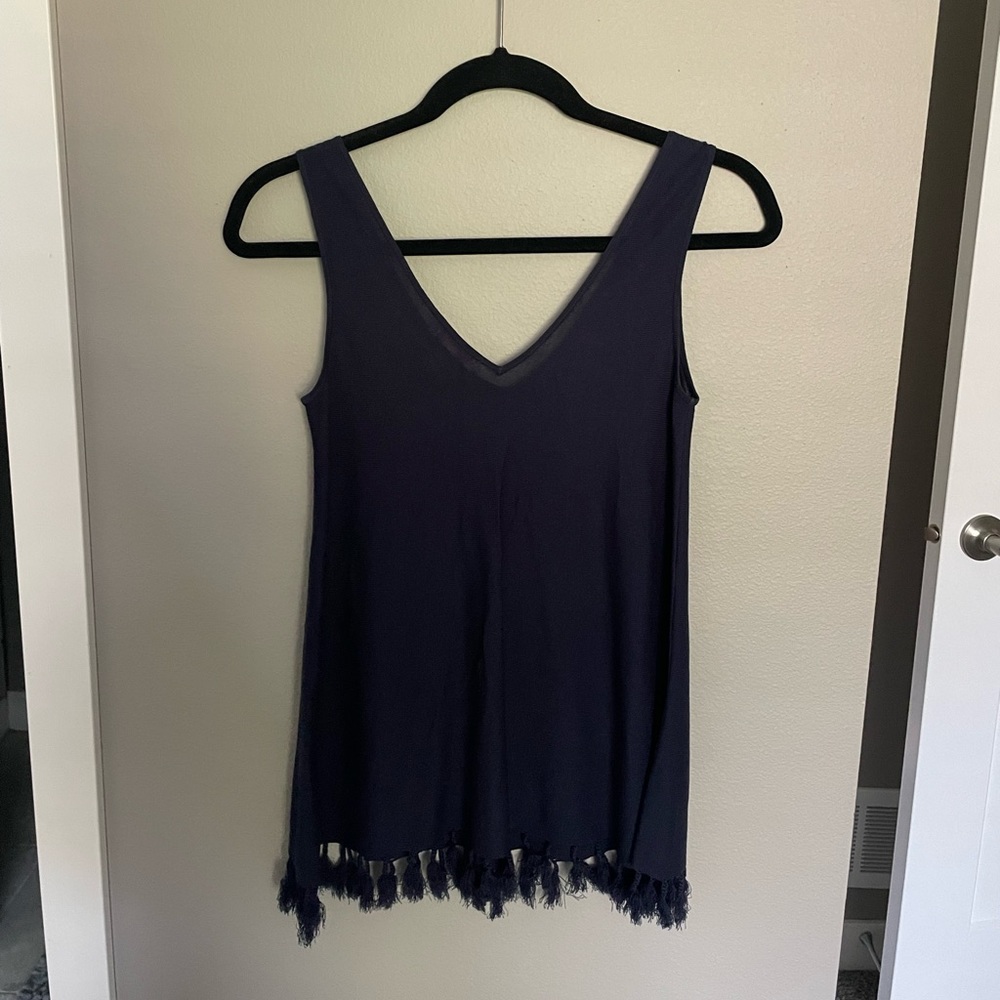 Lily Pulitzer Navy fringe top - Picture 2 of 4